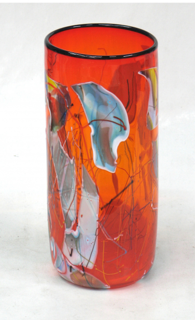 Shard Cylinder - Transparent Orange with Blue Shards