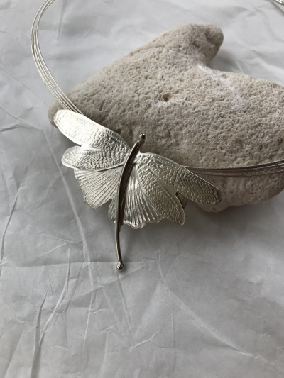DragonFly on Gingko Leaf Necklace