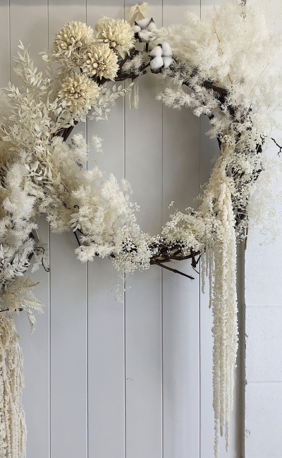 White floral wreath