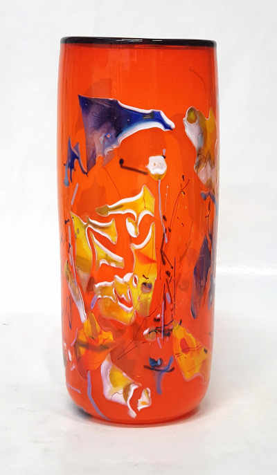 Cylindrical Shard Vase - Orange