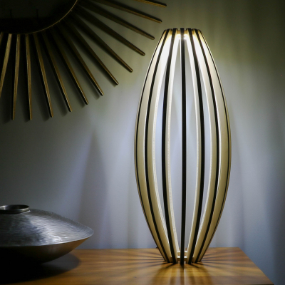 Black Edge Bamboo Conic Table Lamp
