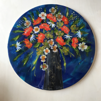 Florals in Orange -side Table