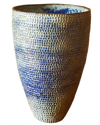 Large Blue-Green Dimpled Vase