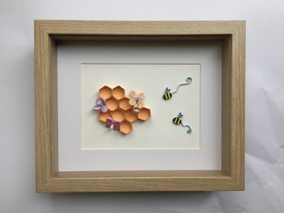 Bees, Hive Cells & Flowers #2